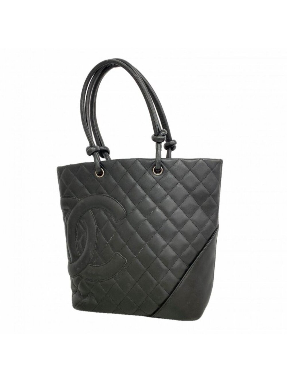 Chanel Tote Cambon Lambskin Black Silver